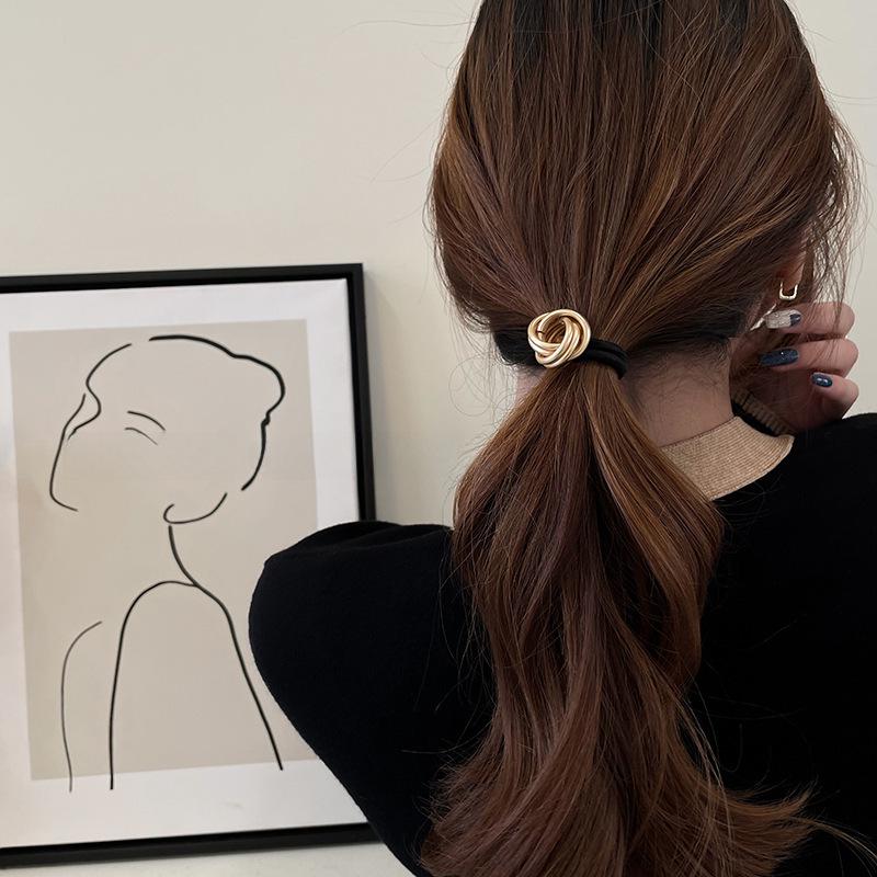 Модная резинка для волос с металлическим узлом и высокой эластичностью для женщин