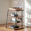 4-Tier AV Media Stand with Power Strips Wooden Corner TV Stand with LED