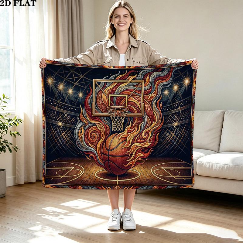 Basketball Print Flannel Blanket High Quality Warm Comfortable Cover for All Seasons Perfect for Gifts Home Decor