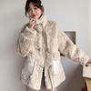 Новое зимнее женское пальто из искусственного меха, свободная утолщенная теплая верхняя одежда, модная повседневная куртка с воротником-стойкой, одноцветное универсальное пальто