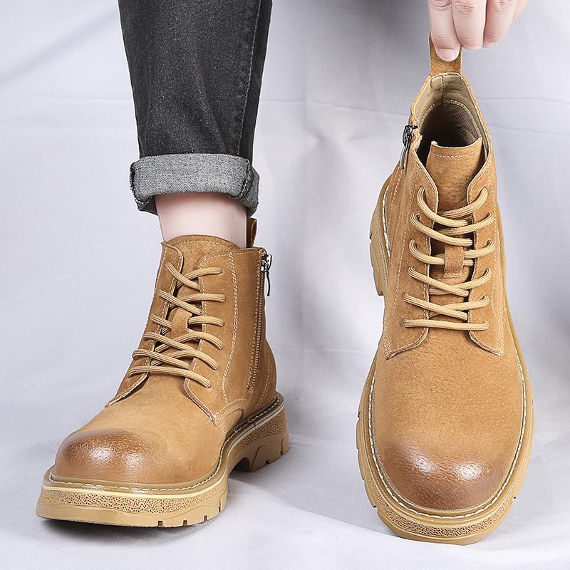 Зимние новые высококачественные уличные короткие ботинки мужские классические ботинки пустыни с круглым носком на низком каблуке модные повседневные уличные повседневные мужские туфли