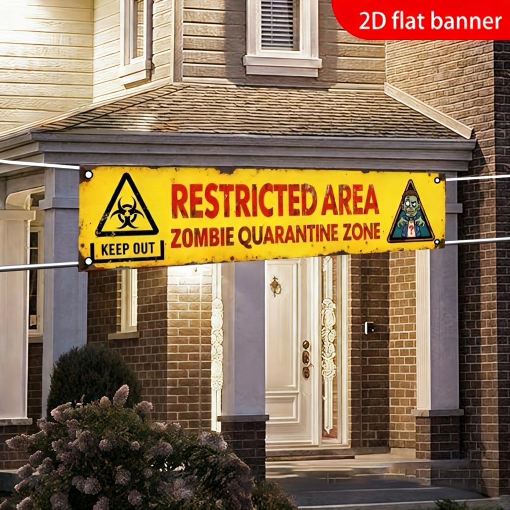Vintage Halloween Warning Garden Banners Biohazard Signs Warning Designs Indoor and Outdoor Horror Party Decorations Home Decor