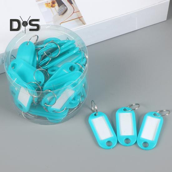 50 шт. Пластиковые брелки для ключей, идентификационные бирки с раздельным кольцом для ключей, бумажная вставка, брелки для ключей, писчая бумага, органайзер для ключей