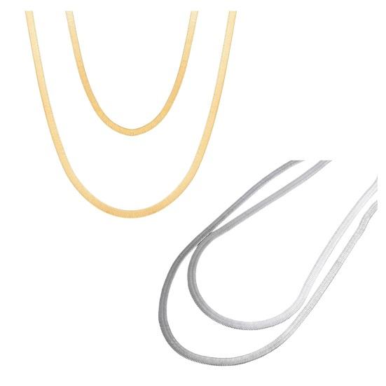 Женское колье-колье, многослойное плоское ожерелье со змеиной костью, регулируемая удлиненная цепочка-колье, ожерелье, ювелирные аксессуары