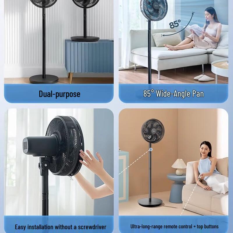 Midea Quiet 7-Blade Remote Control Pedestal Fan