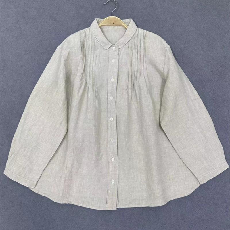 Johnature Осенняя женская японская рубашка с лацканами, повседневная простая свободная рубашка, топ, кардиган, винтажные топы