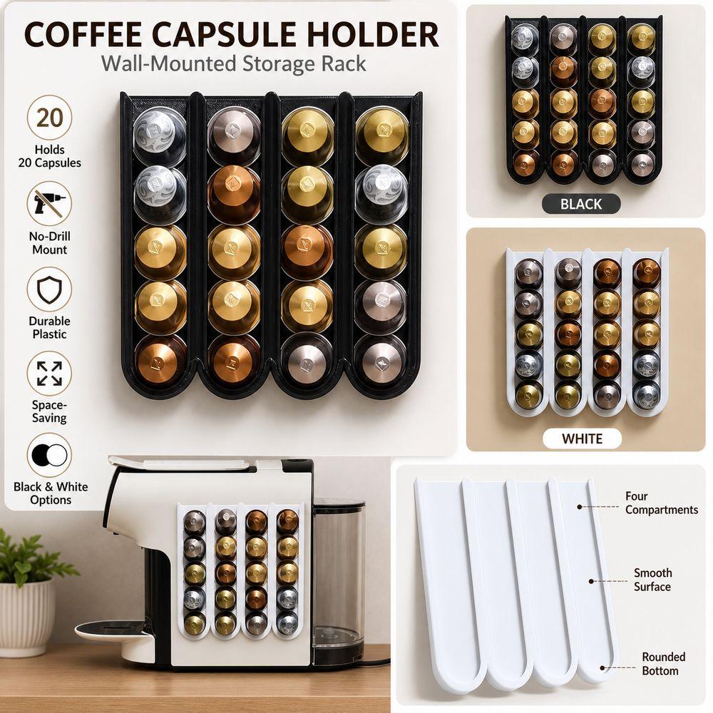 Wall Mounted Coffee Pod Holder Cabinet Mounted Coffee Capsule Organizer Cabinet Organization