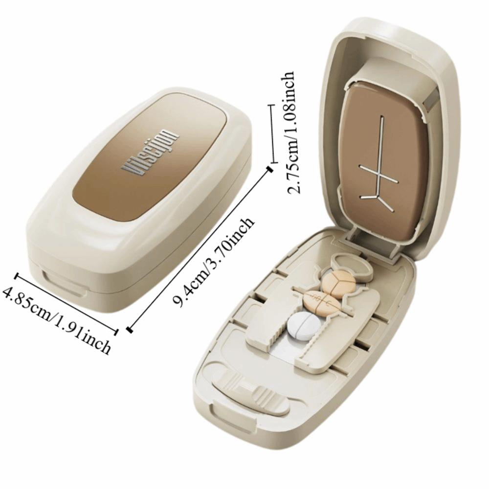 Drug Tablet Pill Divider Storage Box Dustproof Crusher Divider  for Small or Large Pills