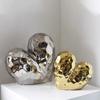 Contemporary Heart Shaped Ceramic Statue Ornament for Living Room with Ceramic and Symbolic Love Meaning
