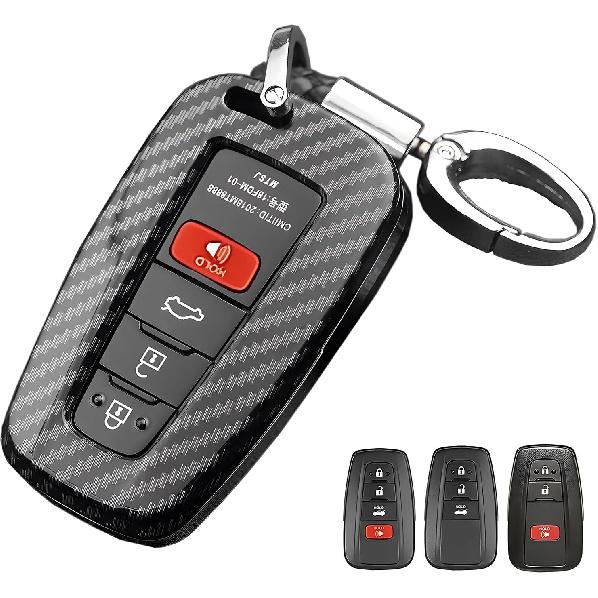For Toyota Key Fob Cover, ABS carbon fiber pattern Key Fob Case Fit for 2017-2021 2022 2023 Toyota Corolla Camry RAV4 Highlander 4Runner Prius CH-R