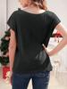 Women's Boat Neck Cap Sleeve Top Loose Fit Lightweight Basic Casual Tee