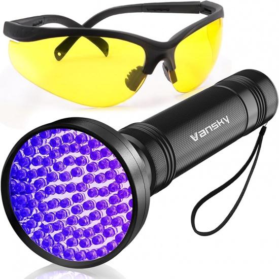 Детектор утечек кондиционера Vansky: Профессиональный автомобильный инструмент 68 светодиодов Автомобильный AC УФ Краситель Обнаружение утечек Комплект с защитными очками