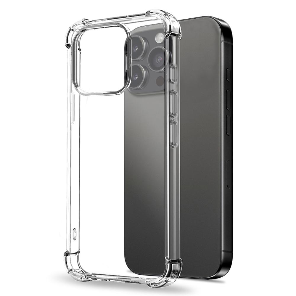 NORTHJO For iPhone 15 Pro Clear Phone Case Four Corner Shockproof TPU Cover with Tempered Glass