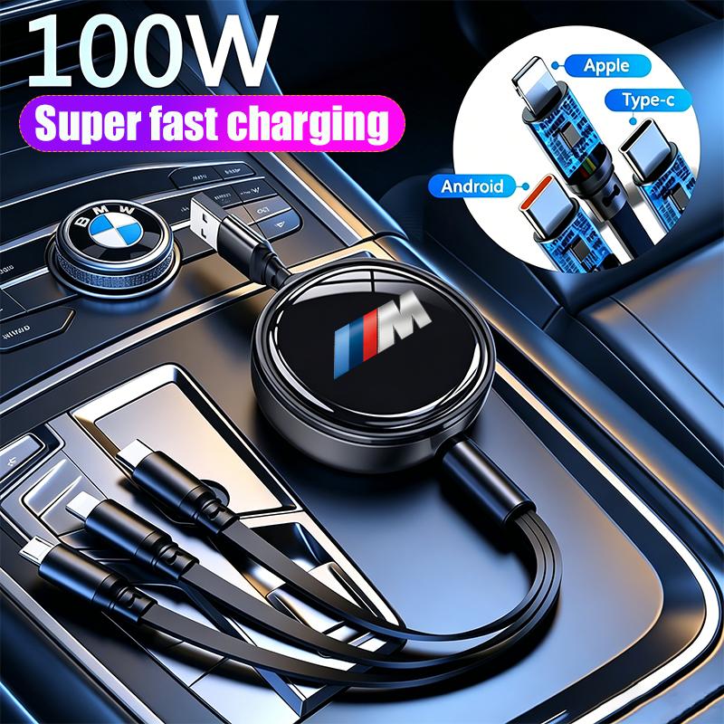 CTCE1 3 - in - 1 Retractable Multi - Charger Cable with Micro USB and Type - C For BMW X1 X2 X3 X5 X4 X6 F20 F10 F07 E70 E46 / Sticke
