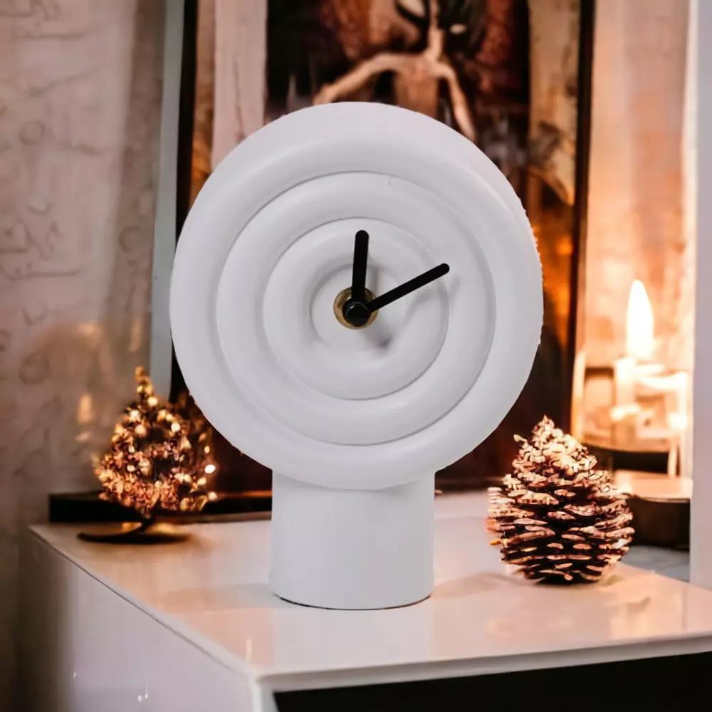 Decorative Standing Clock Modern White - 16cm