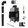 Fireplace Insert KRATKI FLOKI S Right 8kW Fi160 Black TERMOTEC Pipe Set