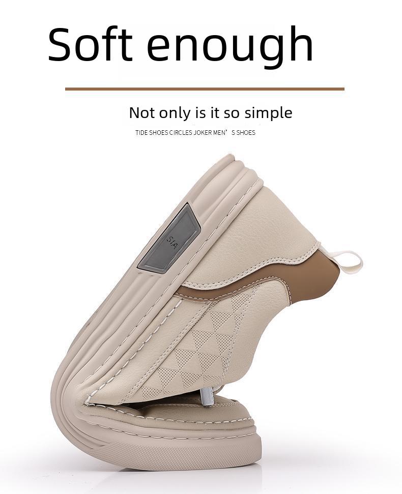 Мужские повседневные белые туфли из мягкой дышащей кожи 2024 года — модный и универсальный спортивный дизайн