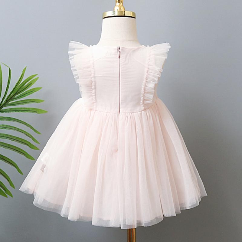 Летнее платье для маленьких девочек, пышное платье принцессы с летящими рукавами и цветочным принтом, детское платье