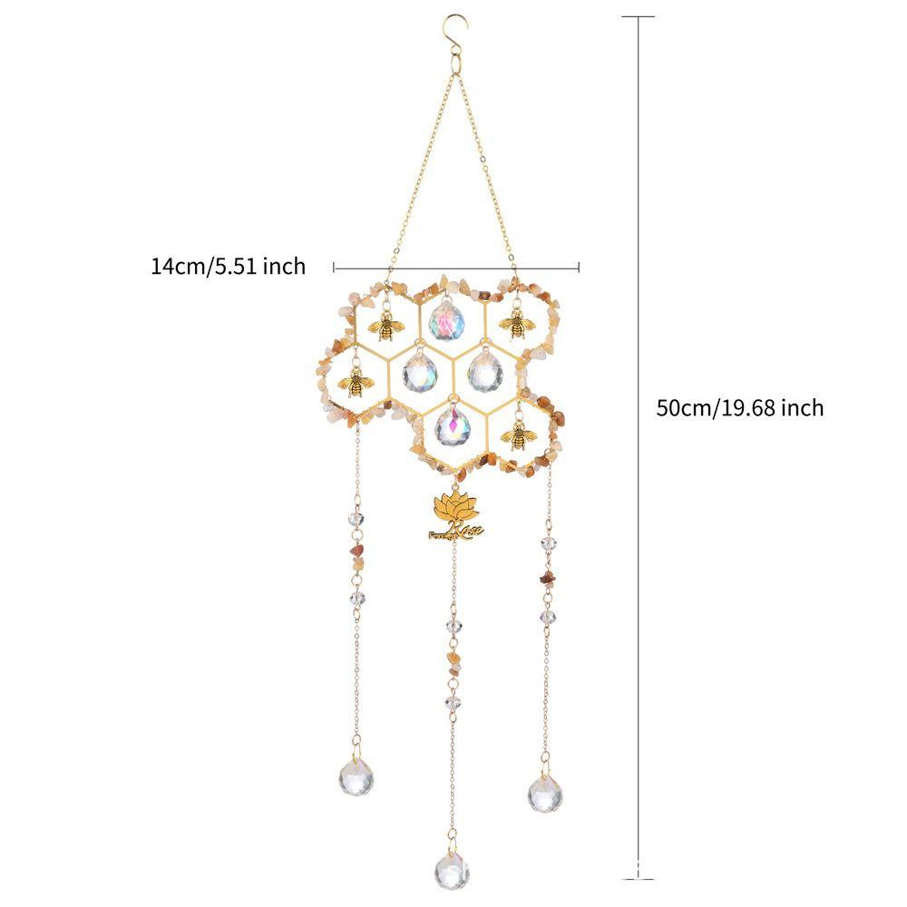 Natural Beehive Crystal Sun Catcher Hanging Wind Chimes Pendant  Bedroom Balcony Patio