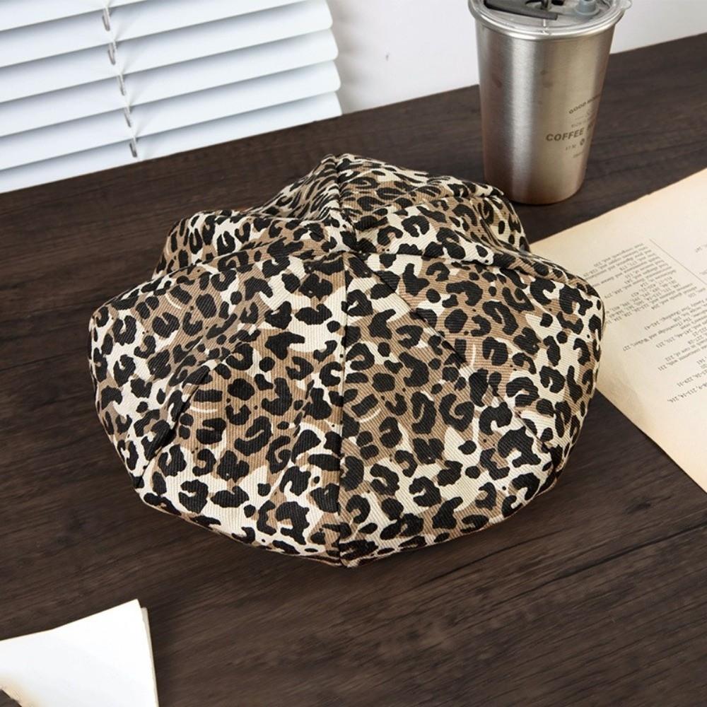 Классическая восьмиугольная кепка Y2K шляпа художника ретро леопардовый берет уличная одежда