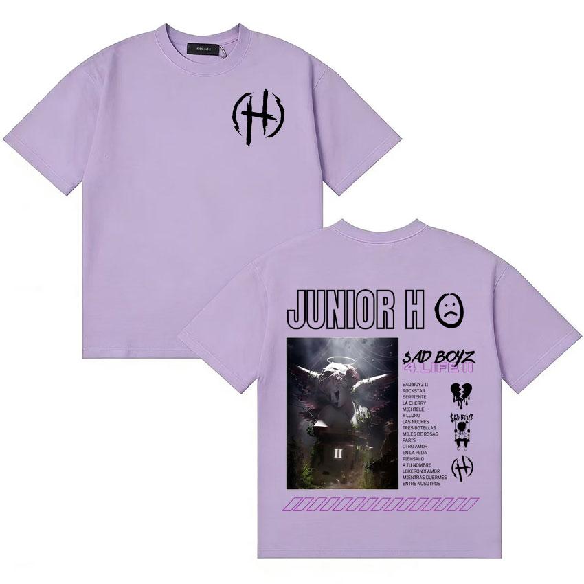 Rapper Junior H Album Cover Mi Corazon Ya No Siente High Quality Tshirt Unisex Women Summer Short Sleeve Double Sided Oversized Tee