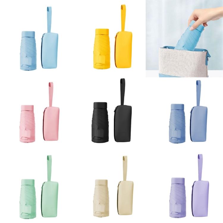 Small Rain and Sun Umbrella Pocket Size Rain Cover with Storage Box Foldable