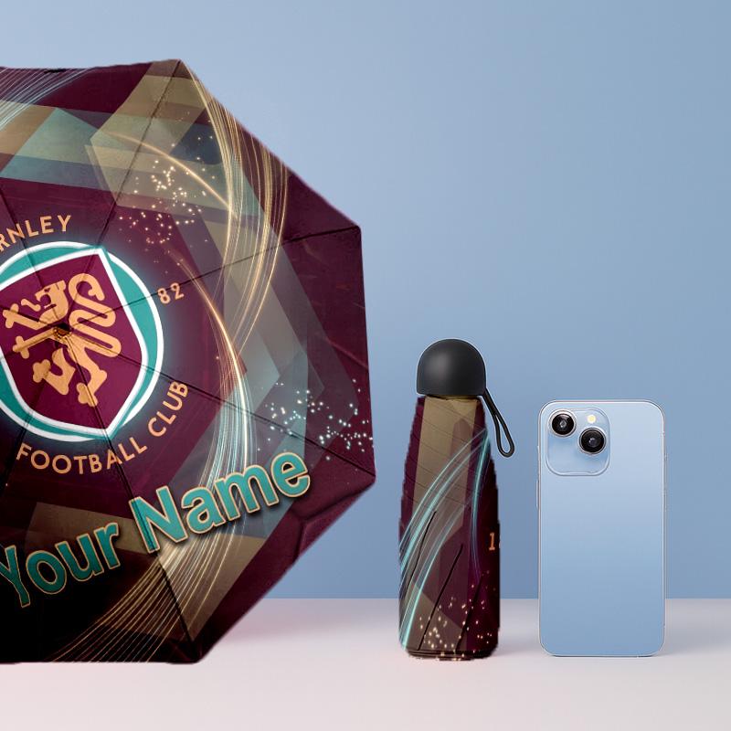 Burnley Football Manual Five Fold 8 Rib Umbrella Support Custom Text, Lightweight Travel Umbrella