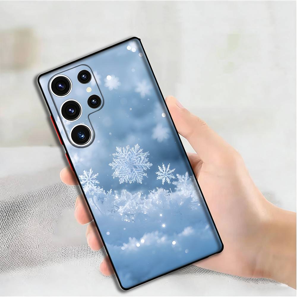 Красивый чехол для телефона со снежинками для Samsung S24 25 23 22 21 20 Plus Ultra 5G Lite Ударопрочный чехол