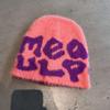 Simple Plush Letter Knit Beanie Winter Warm Earflap Hat Men Women