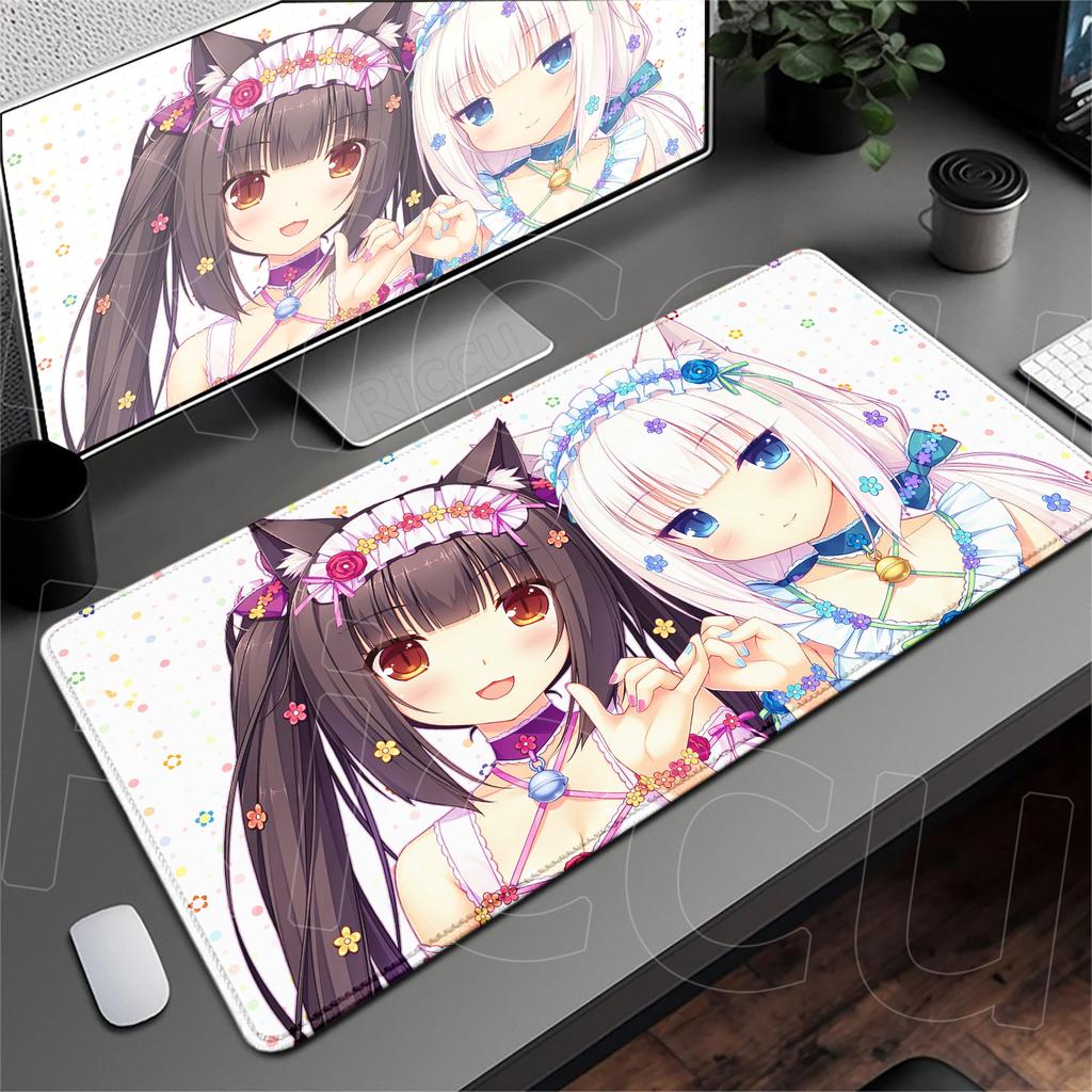 Аниме Nekopara Милая Девушка Ковер Большой Защитная Подушка для Компьютерного Стола XXL Игровой Коврик для Мыши с Заблокированным Краем Утолщенный Коврик для Клавиатуры Скоростной