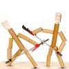 Bamboo Man Table Funny Toy with Weapon PK Battle Natural Bamboo Rope Controlled Fighter Board Game Funny