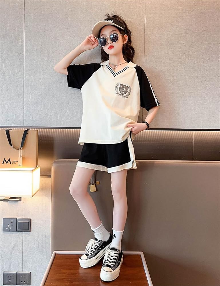 Kids Clothing Setup Top and Bottom Set for Girls Cool Set Elementary School Students Outdoor Sports Jersey Top and Bottom Set for Girls 120 130 140