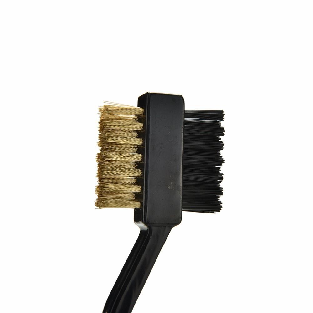 Kit Tool Groove Ball Cleaner 2 Sided Brass Wires Nylon Golf Brush with Clip Golf Club Brush