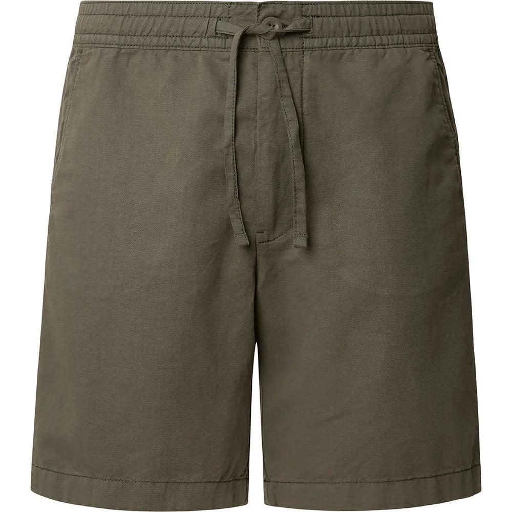 Pepe Jeans Relaxed Linen Smart Shorts elastic waist Green