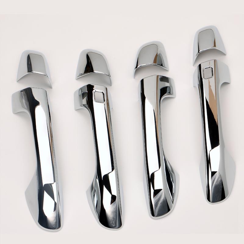 For Kia Rio 2018 Carbon Fiber Chrome Car Door Handle Cover Decor Trim Sticker Styling