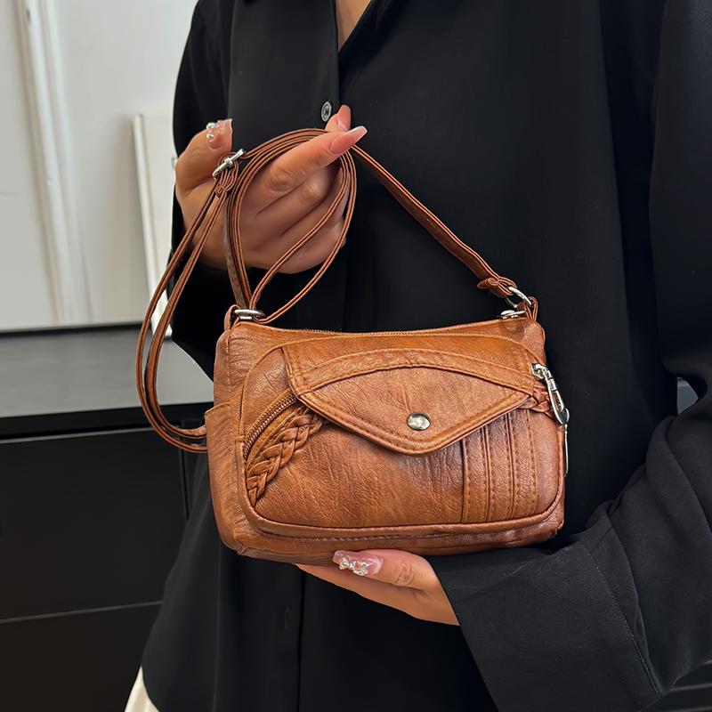 Женская сумка через плечо из искусственной кожи с несколькими отделениями, большая вместимость, сумка для мамы, винтажная сумка через плечо