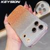 KEYSION Чехол для телефона с градиентом, блестками и стразами для iPhone 16 17 Pro Max Air 16 Plus, с волнистым краем, защитой камеры, противоударный