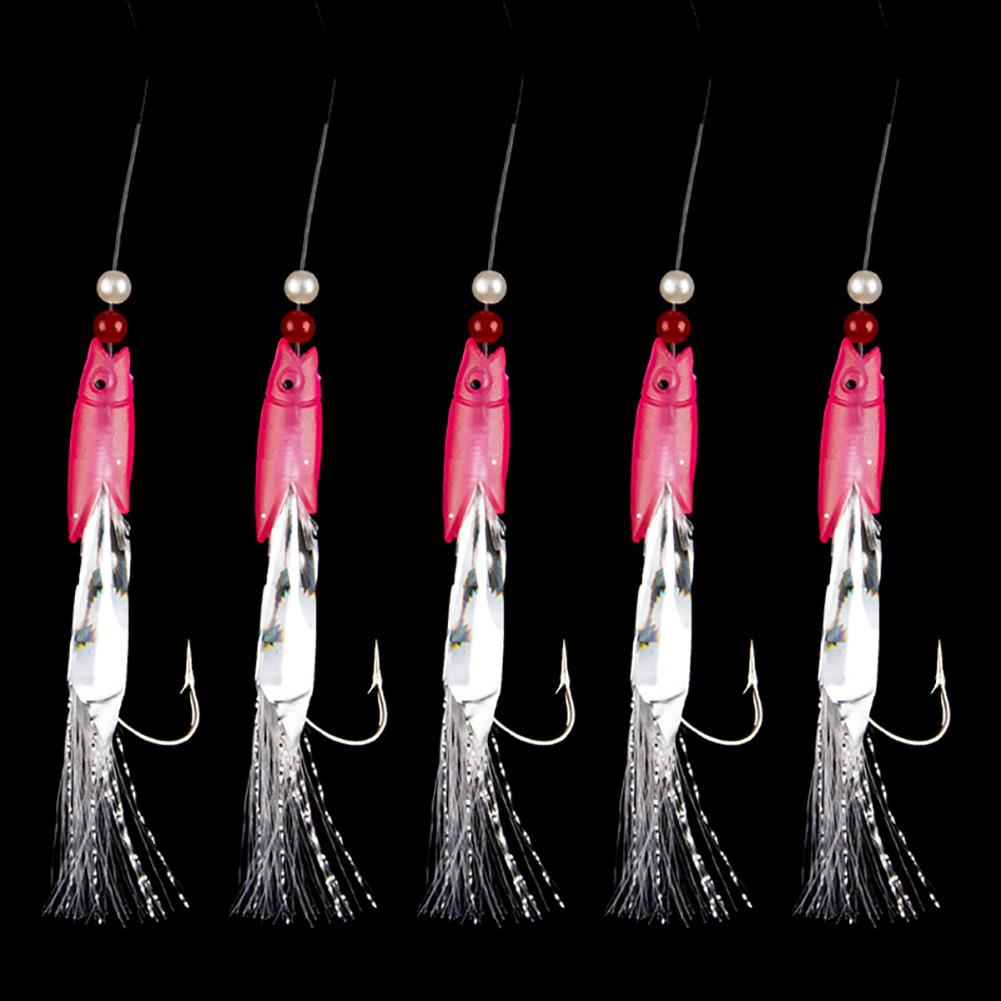 5pcs Luminous Fishing Hooks High-carbon Steel Fishhooks Fishing Supplies For Freshwater Saltwater