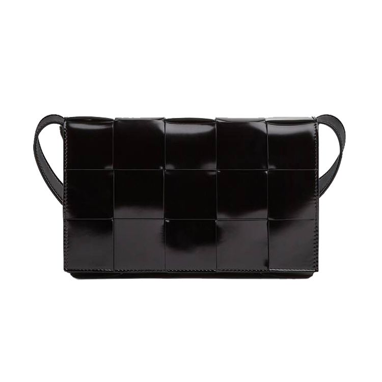 Bottega Veneta Woven Magnetic Closure Crossbody Shoulder Bag Women Bags Black 578004V1EP38425