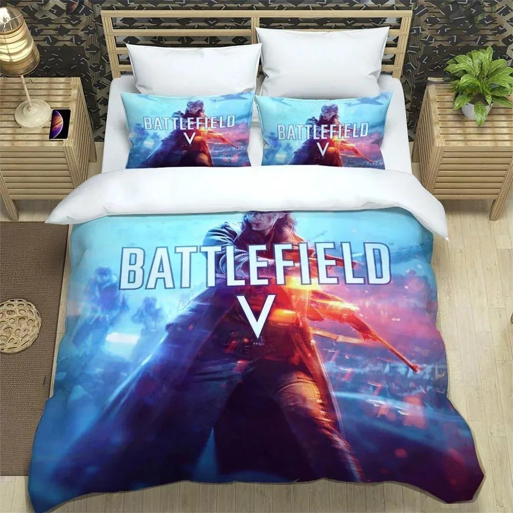 Игровой постельный комплект Battlefield для спальни Мягкое современное покрывало Удобное детское пододеяльник Покрывало и наволочка