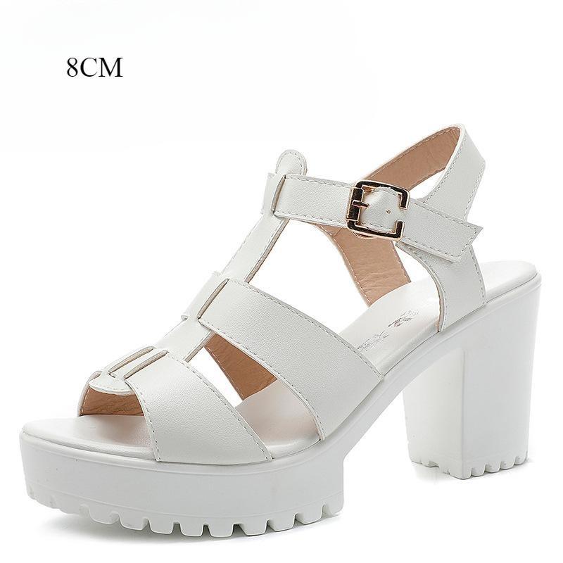 Маленький размер 32-43 Модные босоножки на толстой платформе Летние босоножки-гладиаторы на высоком каблуке Женская обувь Модель Офис