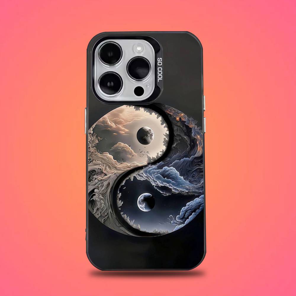 Koi Fish Yin Yang Phone Case For iPhone 16,15,14,13,12,11,Mini,Pro,E,SE4,XS,MAX Black Candy Matte Cover