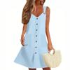Women's Summer Dress Sleeveless Spring Solid Color Sundress With Pockets