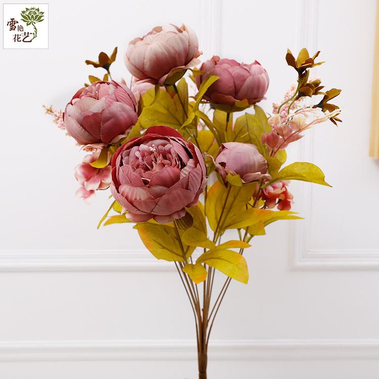 Simulation of 13 autumn bud peonies, home decoration silk flowers
