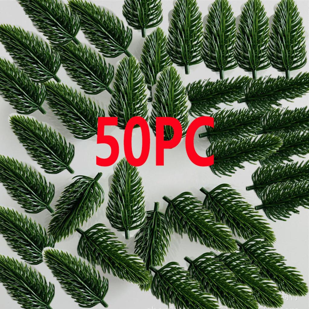 50 шт. Искусственные растения, искусственная сосновая хвоя, рождественские елки, маленькие елочки из сосновой хвои, рождественские венки, рождественские поделки, декоративные ПЭ елки
