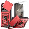 Shockproof Case - E.F.CONNECTION - for Xiaomi 15T - with Ring and Camera Cover - Red - 2 Screens