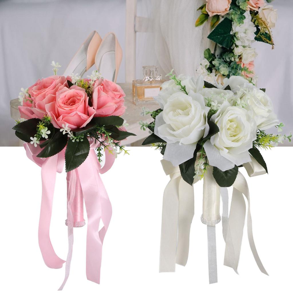 Искусственный свадебный букет, шелковый цветок, имитация розы, букет для невесты с цветами в руках