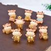Home Decoration Accessories Micro Cattle Family Figurine Resin Ornaments Miniature Model Mini Animal Statue Bonsai Decoration