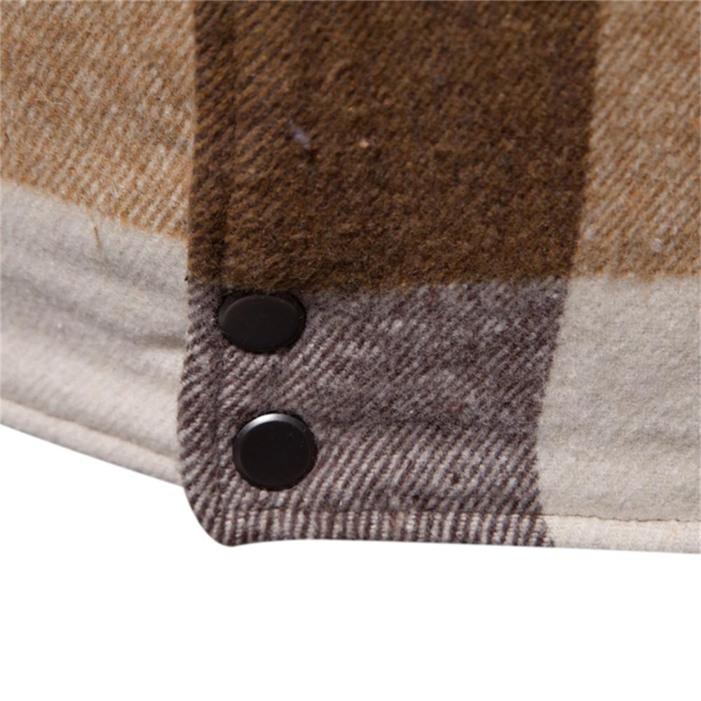 AIOPESON Мужская зимняя куртка из флиса в клетку из шерпы с отложным воротником, теплая, повседневная рубашка, куртки, пальто для мужчин