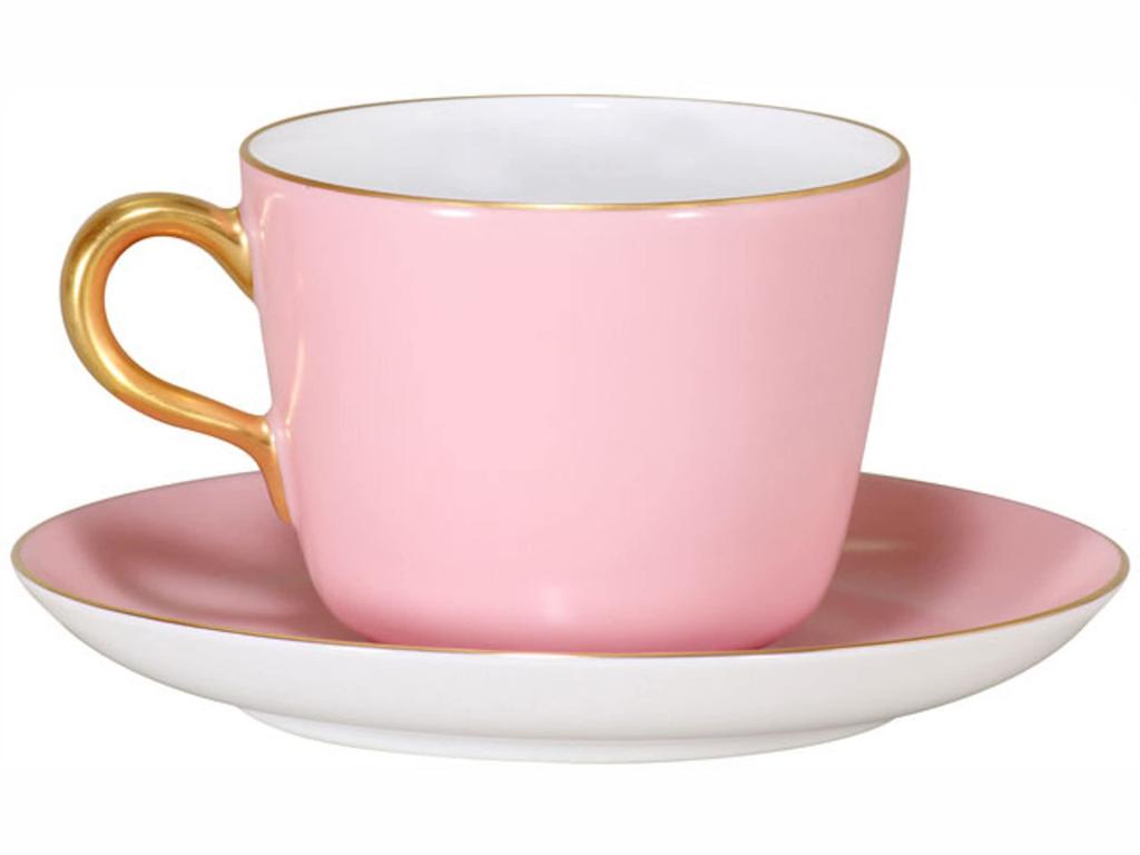 Okura Touen Iromaki (Pink) Morning Cup & Saucer, Coffee/Tea, Made In Japan, 26c/1091-1